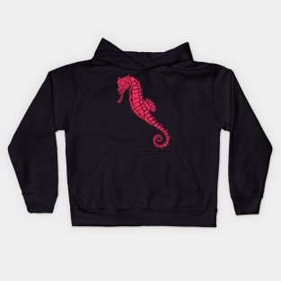 Vivid Pink and Blue Seahorse Design Kids Hoodie